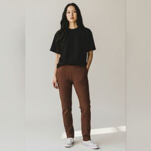 Vtg Peace Of Cloth Rust Checkered Pants Sz M Made In NYC Rock Punk Boho 1980s